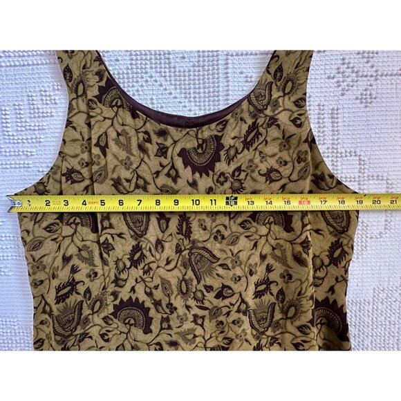 Vintage RJ Collection Dress Sz 12 Olive Green Brown Maxi Floral Boho FairyGrunge - Picture 8 of 9